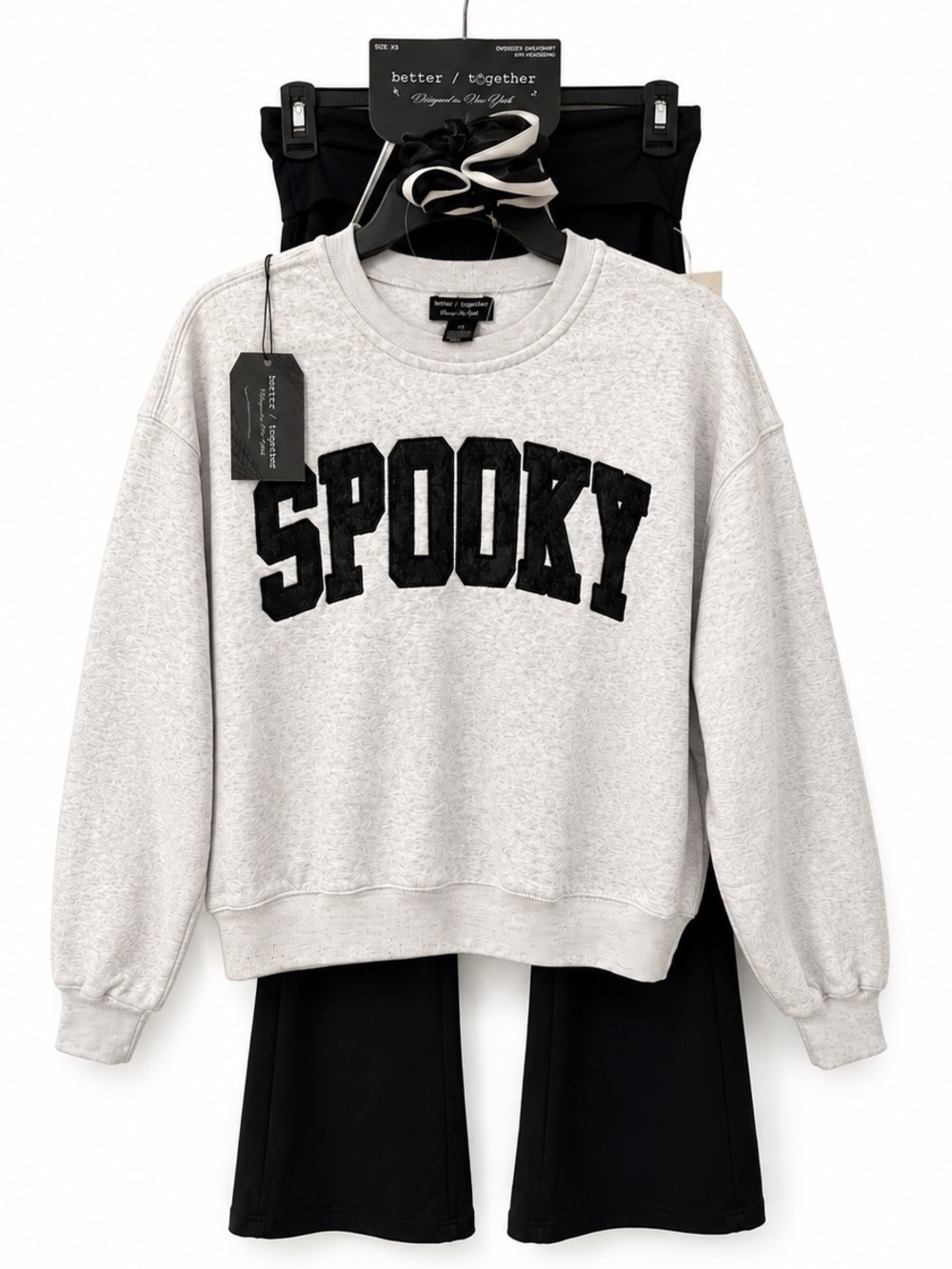Spooky Embroidered Halloween Sweatshirt, Leggings, & Scrunchie Set NW - Picture 9 of 9